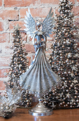 lace angel, angel, angels, Christmas angel, Christmas angels, xmas angels, angel figurine, angel figurines, angel decorations, unique angel gifts, angel gift ideas, angel decorations for home, beautiful angel gifts, metal angel, metal Christmas angels, nativity angel, figurine, figurines, angel on stand, Christmas, christmas, silver angel, silver angels, gray angel, gray angels, platinum angel, platinum angels, lacey angel