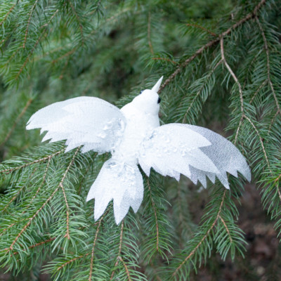 bird, birds, bird ornament, bird ornaments, Christmas bird, Christmas birds, bird Christmas ornament, bird Christmas decorations, bird Christmas tree ornaments, bird Christmas tree decorations, bird xmas decorations, white bird, white birds, clip on bird ornaments, bird tree ornaments, white frost wing bird