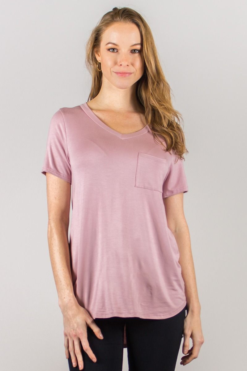 Pocket Tee: Women's V Neck Colored T Shirt Top Relaxed Fit - Platt ...
