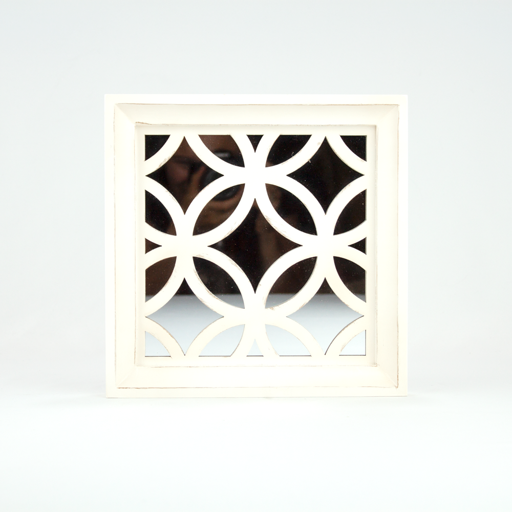 White Diamond Patterned Mirror: Small Decorative Square Accent