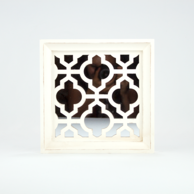 White Ogee Patterned Mirror Small, Small Square Decorative Mirrors
