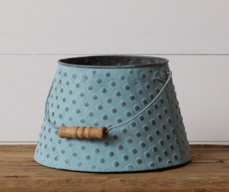 blue embossed dot tin, tin bucket, metal tin bucket, decorative bucket, bucket, buckets, container, containers, decorative tin, decorative tins, blue, aqua, metal tin, decorative container, decorative containers